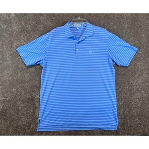 Peter Millar Summer Comfort Men's Blue Striped Polo Shirt L Golf Casual